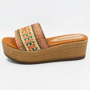 sandalias con plataforma paja café