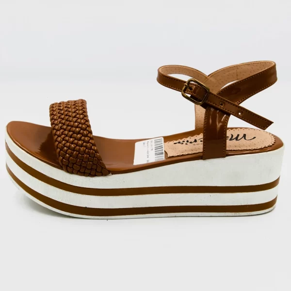 sandalias cuña con plataforma marron